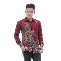 Gambar Kemeja batik cowok lengan panjang, M-5L Batik Pekalongan - Kenari Merah, L: LD 108cm dari Batikauliya undefined 5 Tokopedia