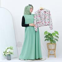 Gambar RINARA Dress - Inner plus outher airflow motif bunga - Gamis terbaru - seagreen dari Cahaya Gallery. undefined 2 Tokopedia