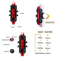 Gambar ELROSTO Lampu Sepeda LED USB Rechargeable Depan Belakang Anti Air Terang - Depan putih dari Elrosto undefined 4 Tokopedia