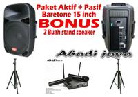 Gambar speaker aktif + pasif baretone 15inch 2 buah bonus Mic dari Abadijaya215 undefined 1 Tokopedia