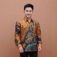 Gambar baju batik kerja pria modern lengan panjang batik luxury seragam prima - melodi merH, XL dari ATASAN BATIK COUPLE undefined 5 Tokopedia