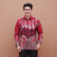 Gambar baju batik kerja pria modern lengan panjang batik luxury seragam prima - melodi merH, XL dari ATASAN BATIK COUPLE undefined 2 Tokopedia