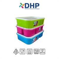 Gambar KOI 900ml LUNCH BOX SEKAT (19.5x13.5 h:5) Kotak Plastik Tempat Bekal - Pink dari DHP undefined 2 Tokopedia
