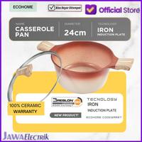 Gambar ECOHOME COOKWARE Casserolle 24 Cm Ceramic Coating Anti Lengket - TERRACOTTA dari Jawa Electrik undefined 1 Tokopedia