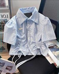 Gambar TOP 3877 SHORT SLEEVE SERUT KOTAK KOTAK FASHION KOREAN IMPORT dari amitieappareal_NEW undefined 1 Tokopedia