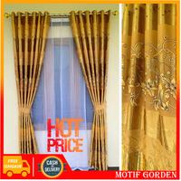 Gambar Gorden Pintu Kamar Elegant Bahan Kain Blackout Import Motif Batik Emas - MAHIRA BIRU, 6G T-230CM dari Gorden Kami undefined 1 Tokopedia