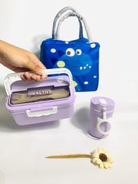 Gambar Lunch Box Sekat 3 Plastik Kotak Makan 1500 ML Set Free Tas Animal - DarkBlue+Dino dari Oddstore168 undefined 3 Tokopedia