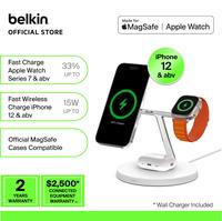 Gambar Belkin WIZ017kr White 3in1 Wireless Charger Stand with MagSafe 15W dari Belkin Indonesia undefined 1 Tokopedia