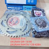 Gambar GIR SET YAMAHA R15 MERK FSCM 14/48 RANTAI 128T-428H dari TAWADA MOTOR undefined 1 Tokopedia