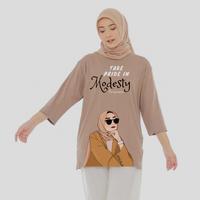 Gambar Kaos Oversize Wanita Lengan Panjang 7/8 Bahan Katun Combed 24s Adem - Putih Sederhana, XL dari Fikacu undefined 2 Tokopedia