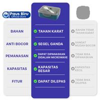 Gambar Lunch Box Warna dengan Set Alat Makan Kotak Bekal Lunchbox - Biru 900ml dari Paus Biru Indonesia undefined 2 Tokopedia