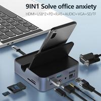 Gambar Stasiun Dok tipe-c HDMI 4K VGA TF SD RJ45 USB 3.0, stasiun Dok tipe-c dari Eyako undefined 4 Tokopedia
