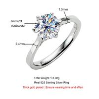 Gambar Moissanite : 2 Ct D Color 925 Sterling Silver Engagement Wedding Rings - 5 dari Oriental & Co Jewelry undefined 5 Tokopedia