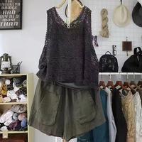 Gambar VEST CROP TOP RAJUT CROCHET LACE IVORY ABU COKLAT KUTUNG OVERSIZE - Ivory dari Paisley & Sage undefined 3 Tokopedia