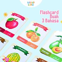 Gambar Flash Card Buah-Buahan Bahasa Indonesia - Inggris - Arab (36 card) dari Wuffyland undefined 1 Tokopedia