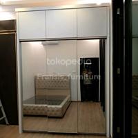 Gambar lemari pakaian baju full plafon full cermin sliding geser 160x285 dari Fransis Furniture undefined 1 Tokopedia