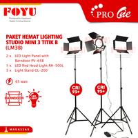 Gambar Paket LED Studio Lighting Mini 3 Lampu LM3B Panel Barndoor Pro One dari Foyu Photo Makassar undefined 1 Tokopedia