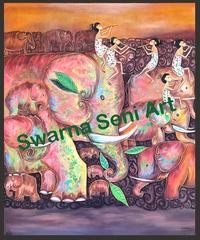 Gambar Lukisan "Adventure With Elephant" Dengan Bingkai dari Swarna Seni Art undefined 2 Tokopedia
