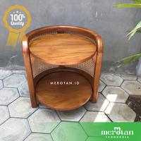 Gambar Meja Coffe / Meja Teras Jati Anyaman Rotan Alam / Side Table - Mentahan dari MEROTAN ID undefined 2 Tokopedia