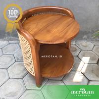 Gambar Meja Coffe / Meja Teras Jati Anyaman Rotan Alam / Side Table - Mentahan dari MEROTAN ID undefined 3 Tokopedia