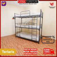Gambar SHUMO Ranjang tingkat Besi 3 Susun | Bunk Bed Asrama Minimalis - RJB 3IN1 PUTIH, HANYA RANJANG dari Citra furniture undefined 5 Tokopedia