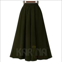 Gambar Rok Polos Panjang Wolfis Lebar Wolvis Payung Skirt Premium FULL Karet - Hijau Army, TANPA Kantong dari Claudin Beauty undefined 1 Tokopedia