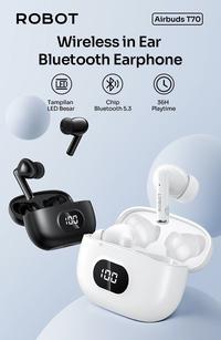 Gambar Earphone Robot Airbuds T70 Original Tws Deep Bass Bluetooth - Black dari Das Livia Computer undefined 2 Tokopedia