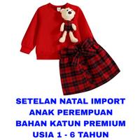 Gambar SETELAN BAJU NATAL ANAK PEREMPUAN MINI SKIRT KAOS ROK CHRISTMAS ATASAN - Merah, 2-3 tahun dari warungkim undefined 1 Tokopedia