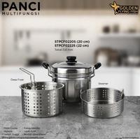 Gambar Golden Flying Fish - Panci Multifungsi 3 In 1 20Cm -Steamer Deep Fryer - Full Stainless dari Archiskc Home undefined 2 Tokopedia