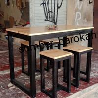 Gambar (09) set meja cafe,makan,restorn.dll meja warung , meja bakso kayu jati Belanda - Hitam, kaki kayu dari sumber.barokah.furniture undefined 1 Tokopedia