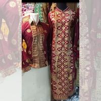 Gambar Set Couple Batik Songket Palembang Maroon Baju Kondangan wanita Modern - Setelan Wanita, 3XL dari Galeri Limas undefined 2 Tokopedia