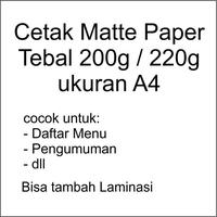 Gambar Cetak kertas tebal matte paper A4 print daftar menu 1 sisi + laminasi - laminasi doff, tebal 160g dari Lashira Digital Print undefined 1 Tokopedia