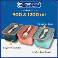 Gambar Lunch Box Warna dengan Set Alat Makan Kotak Bekal Lunchbox - Biru 900ml dari Paus Biru Indonesia undefined 1 Tokopedia