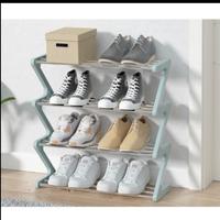 Gambar Rak sepatu 4 tingkat zigzag/ rak sepatu unik / z sape shoe rack - 3 susun abu, pack instan dari Shenargrosircenter undefined 1 Tokopedia