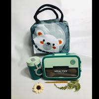 Gambar Lunch Box Sekat 3 Plastik Kotak Makan 1500 ML Set Free Tas Animal - DarkBlue+Dino dari Oddstore168 undefined 5 Tokopedia
