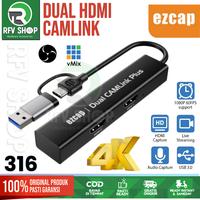 Gambar EZCAP 314 / 316 DUAL PORT HDMI CAM LINK CAPTURE & STREAMING VIDEO - EZCAP 316 dari RFV COMP undefined 1 Tokopedia