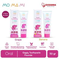 Gambar MOMAMI Giggly Toothpaste Flouride  grape/ banana 50g dari SUZANNA BABYSHOP KERTAJAYA undefined 1 Tokopedia
