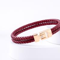 Gambar BORCH & CO. Gelang Kulit Pria Leather Bracelet - Nappa Recto Burgundy - 18K Gold Plated, M dari BORCH & CO. Official Store undefined 3 Tokopedia