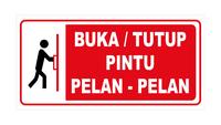 Gambar STIKER VINYL BUKA TUTUP PINTU PELAN-PELAN Uk. 20 x 10 CM SIGN RAMBU K3 dari DEVINA JAYA STIKER undefined 1 Tokopedia