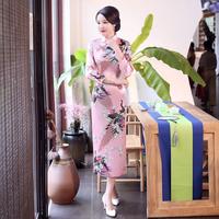 Gambar Baju Imlek Wanita Dewasa Cheongsam Dress Sincia Peacock Lengan Panjang - Biru, 3XL dari Terry Lie Store undefined 3 Tokopedia