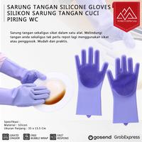 Gambar Sarung tangan silicone gloves silikon sarung tangan cuci piring wc - Biru dari Toso Mart undefined 1 Tokopedia