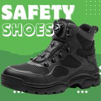 Gambar Sepatu Safety Tali Putar Pria Proyek Ujung Besi Baja Safety Shoes SI20 - Black, 39 dari Lapak Sandal Baru undefined 1 Tokopedia