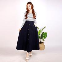 Gambar Rok Jeans Panjang Pinggang Karet Model Payung Wanita All Size - Hitam dari Yoi Jeans undefined 1 Tokopedia