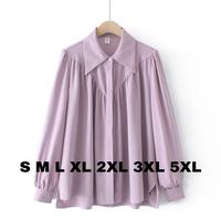 Gambar ARSILA Tops Shirt Big Size / S M L XL XXL 3XL 5L / Kemeja Korean Style - Lilac, S dari Inspirated outfit undefined 2 Tokopedia