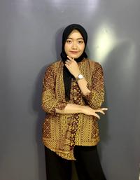 Gambar Tino Songket - Baju Batik Atasan Wanita MotIf Jumputan Model D - Songket 2, L dari Tino Songket undefined 5 Tokopedia