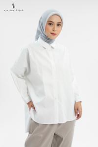 Gambar Syaline Hijab Abby Shirt Off-white - Kemeja Basic Oversized (Restock) - S/M, Putih dari Syaline Hijab undefined 1 Tokopedia