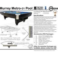 Gambar Murrey Metro-21 PRO TV 9 ft Slate Pool Table Meja Billiard Biliar Asli dari ARAS BILLIARD undefined 2 Tokopedia