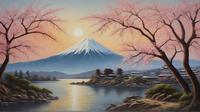 Gambar Lukisan Pemandangan Gunung Fuji dan bunga sakura yang Indah dan Elegan - model 4 dari Juragan Lukisan undefined 5 Tokopedia