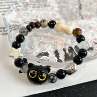Gambar Gelang Batu Keramik Imitasi Kucing Hitam dengan Tali Karet Adjustable - Manik, Bracelets - mata biru dari mak kunyit undefined 2 Tokopedia