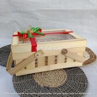 Gambar Keranjang Transparan 30cm x 20cm Pita  | rantang kotak anyaman bambu | - Rustik 4 dari kemasanku undefined 3 Tokopedia